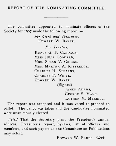 REPORT OF THE NOMINATING COMMITTEE