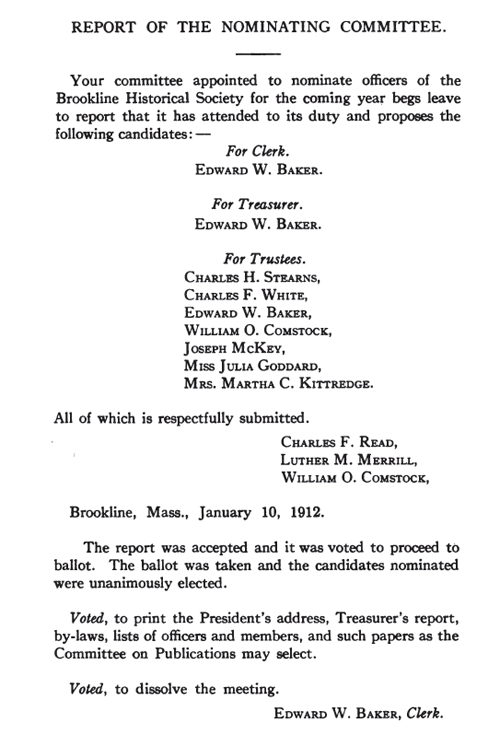REPORT OF THE NOMINATING COMMITTEE